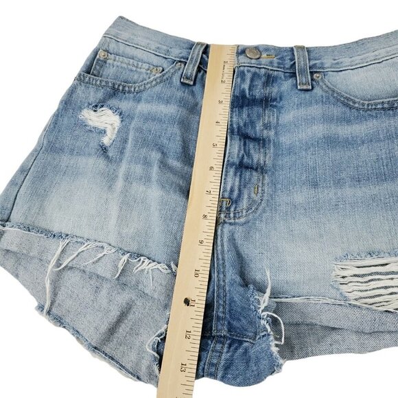 BDG Shorts Womens 28 Blue Denim High Rise Girlfriend‎ Cut Off  Distressed Boho - Picture 11 of 12